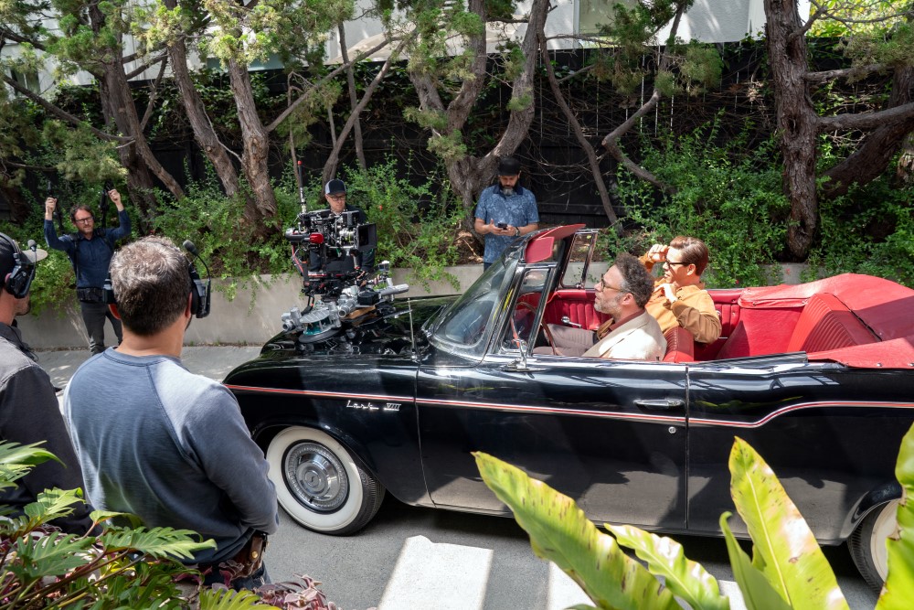 Seth Rogan in car - Behind The Scenes of The Studio | Apple TV+