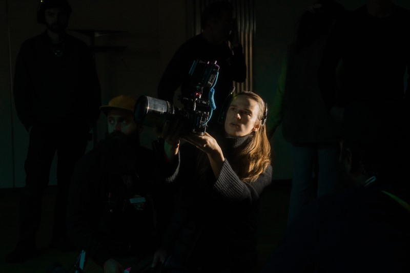 Jessica Lee Gagne behind the scenes of Severance | Apple TV+
