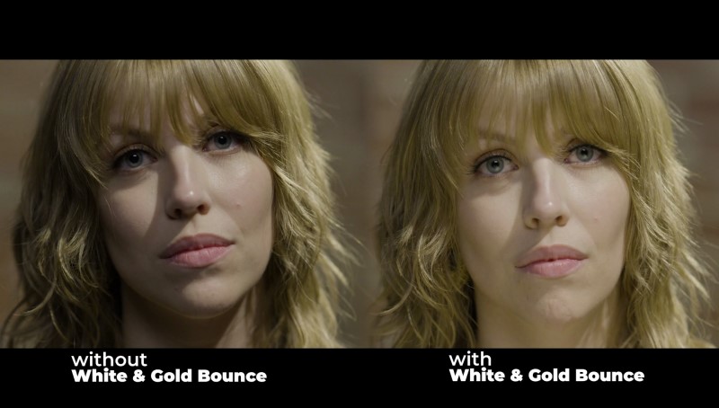 White and Gold Bounce Comparison - Honeycrate Reflectors