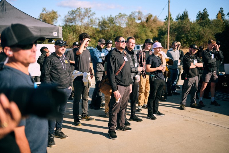Filmmakers gathered around