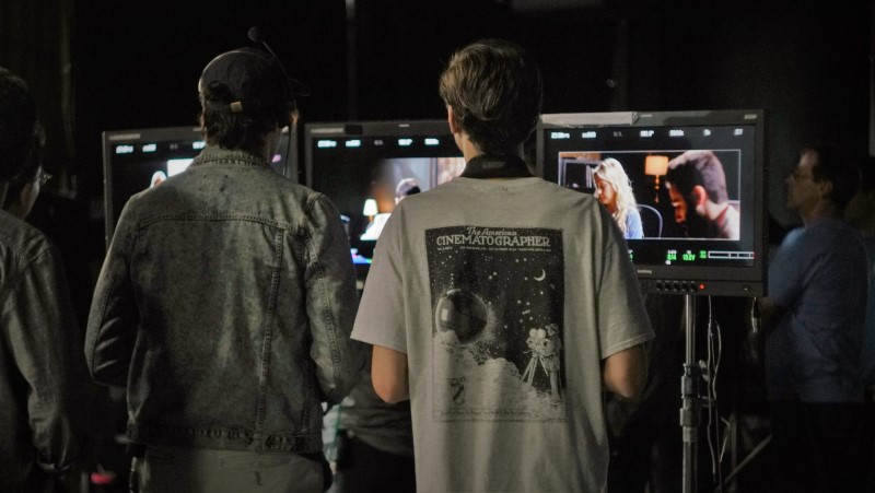 Video village on set at film production