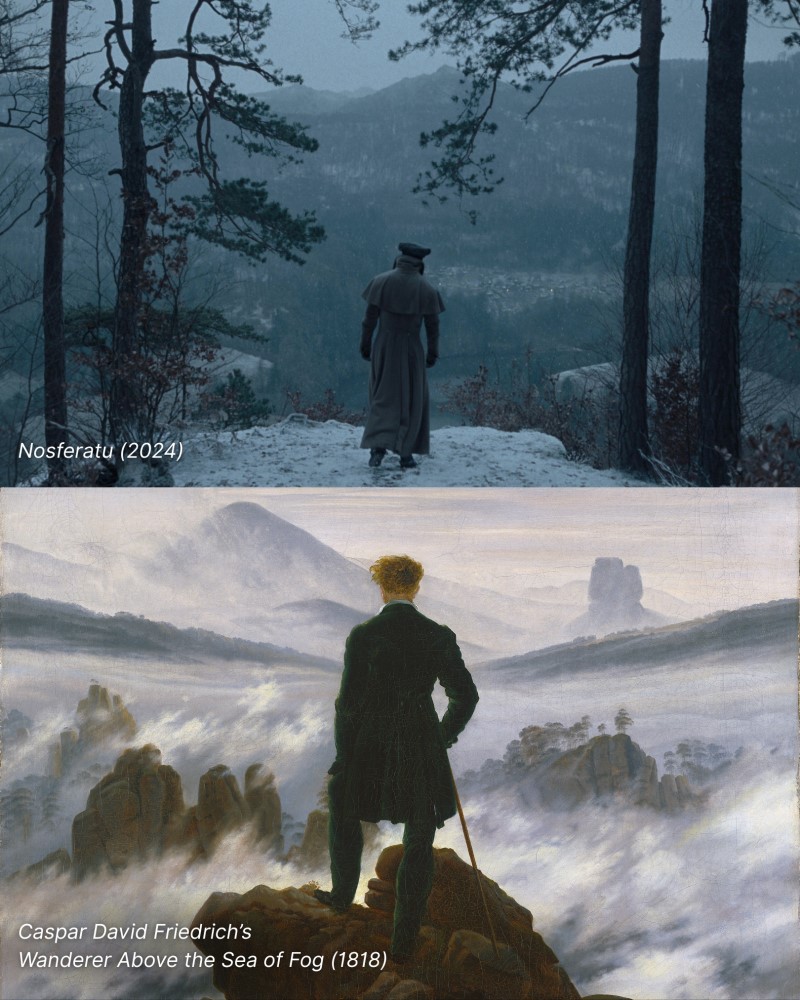 Nosferatu + Caspar David Friedrich’s Wanderer Above the Sea of Fog