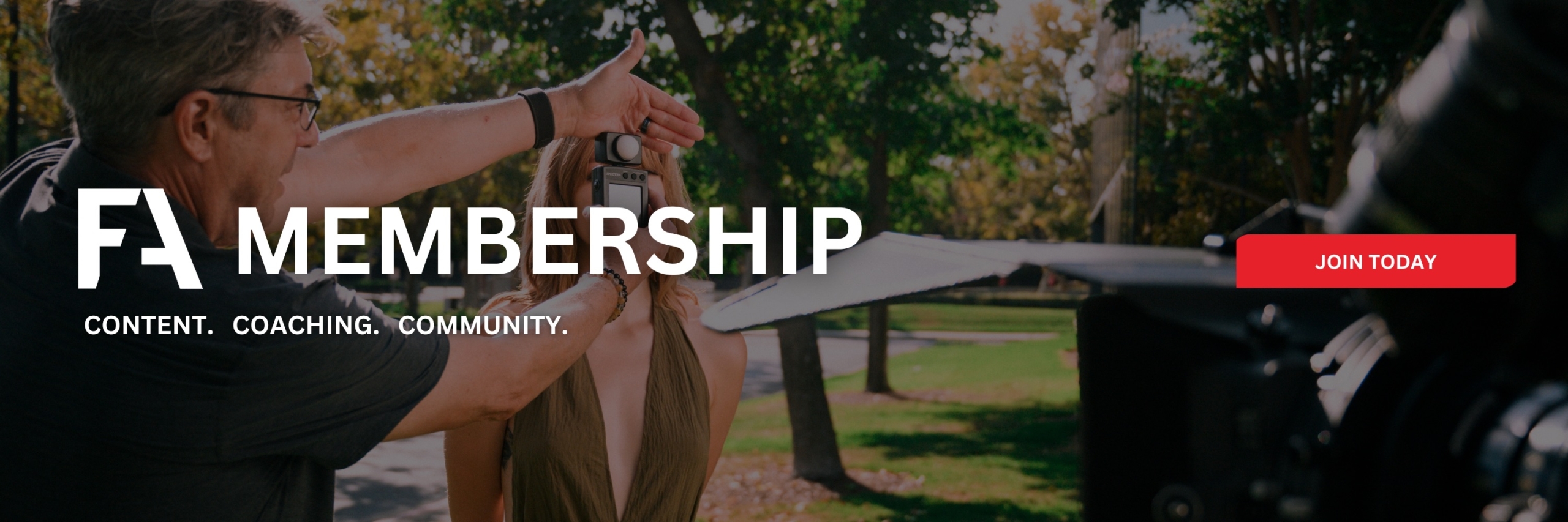 Filmmakers Academy Membership Store Banner. Content, Coaching, Community.