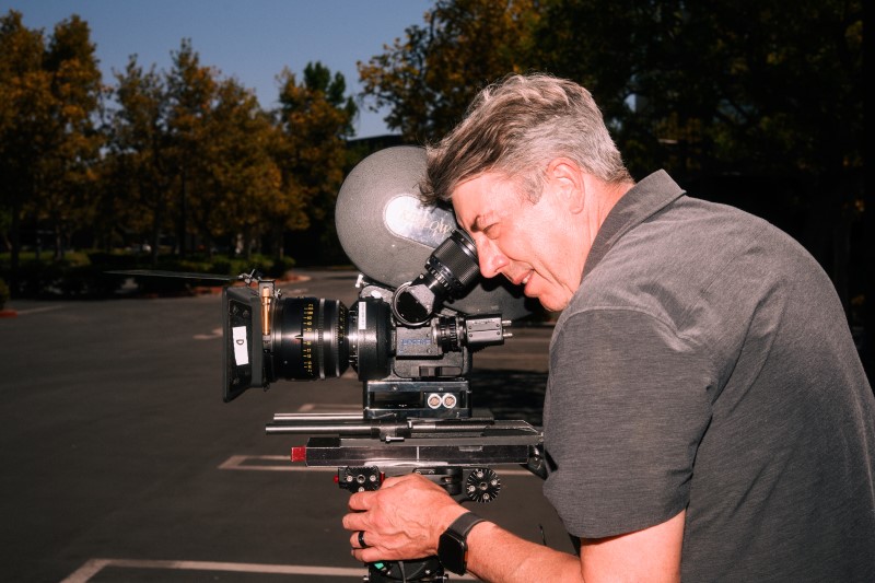 Shane Hurlbut outside with film camera