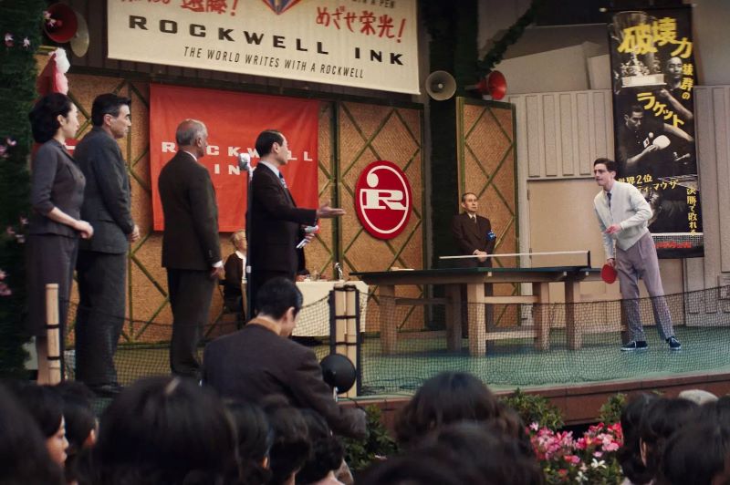 Marty Supreme plays table tennis in Japan
