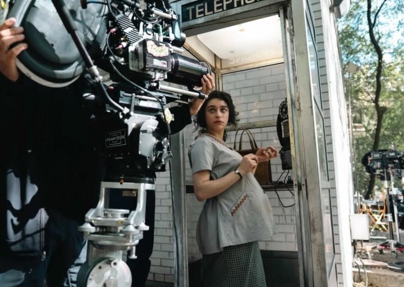 Odessa A'Zion behind the scenes of Marty Supreme