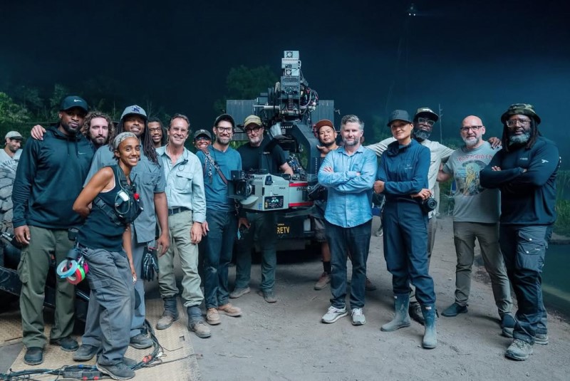 Filmmakers on set of Sinners film