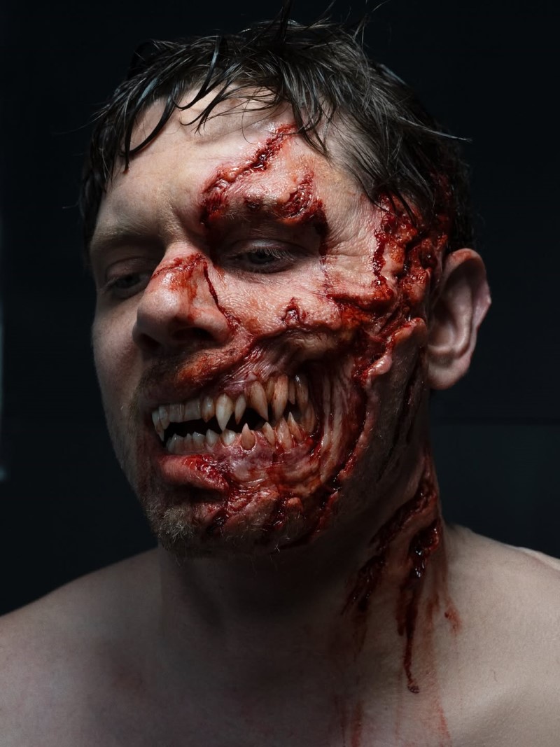 Vampire makeup prosthetics on Sinners movie