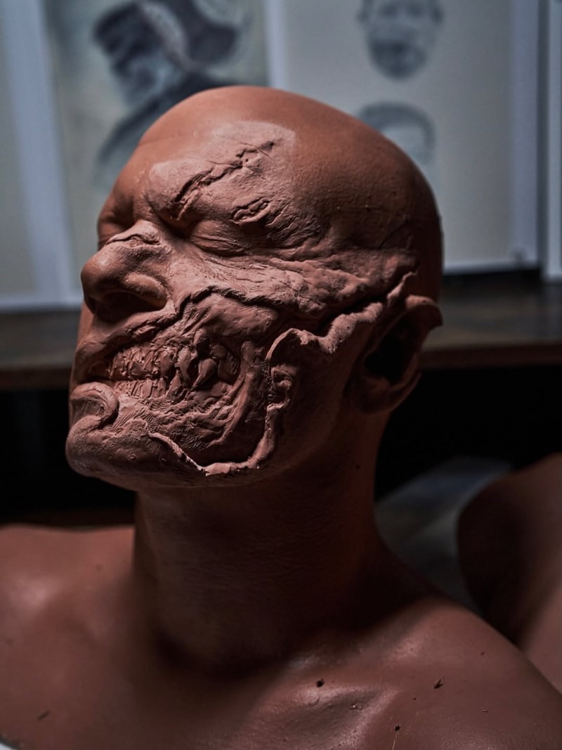 Vampire makeup prosthetics on Sinners movie