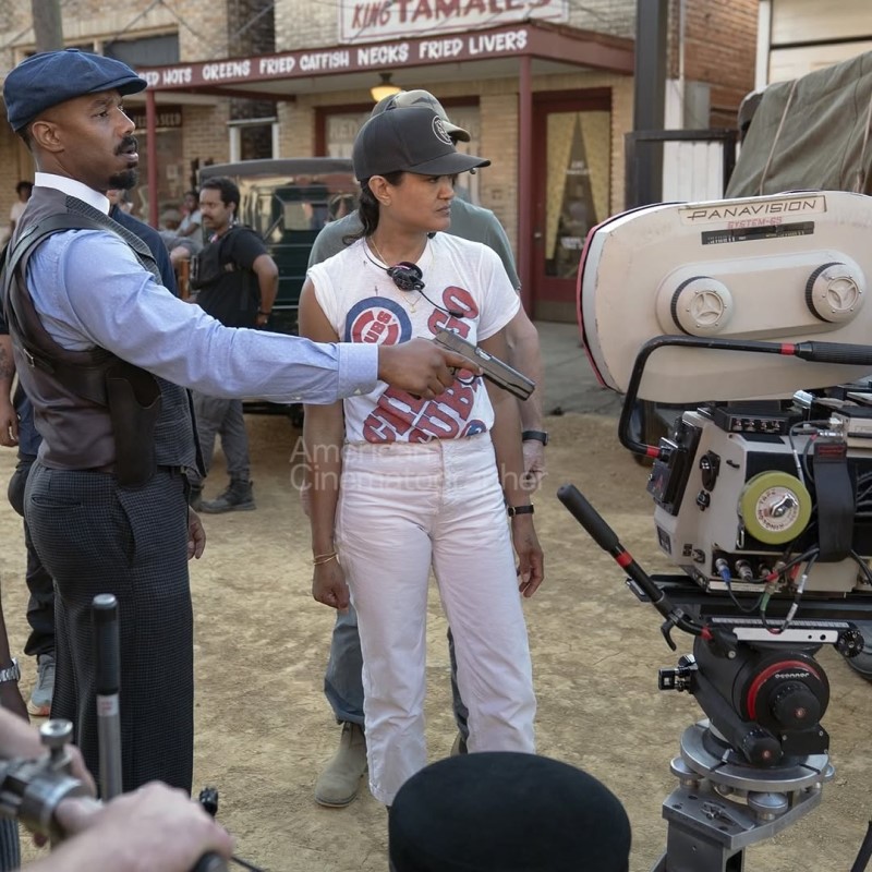 Director of Photography Autumn Durald Arkapaw with Michael B. Johnson on set of Sinners