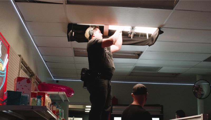 Filmmaker replaces fluorescent lights in convenience store