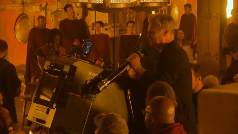 Christopher Nolan with IMAX camera on set of The Odyssey in "Sparta"