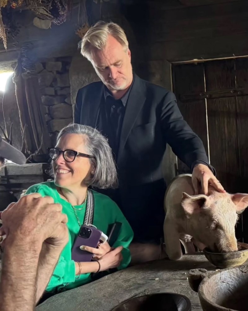 Nolan with pig in Circe scene in Odyssey movie