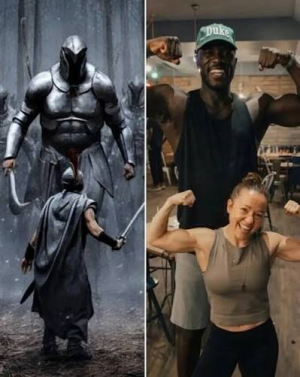 Actors and doubles forcing height perspective for practical effects in The Odyssey